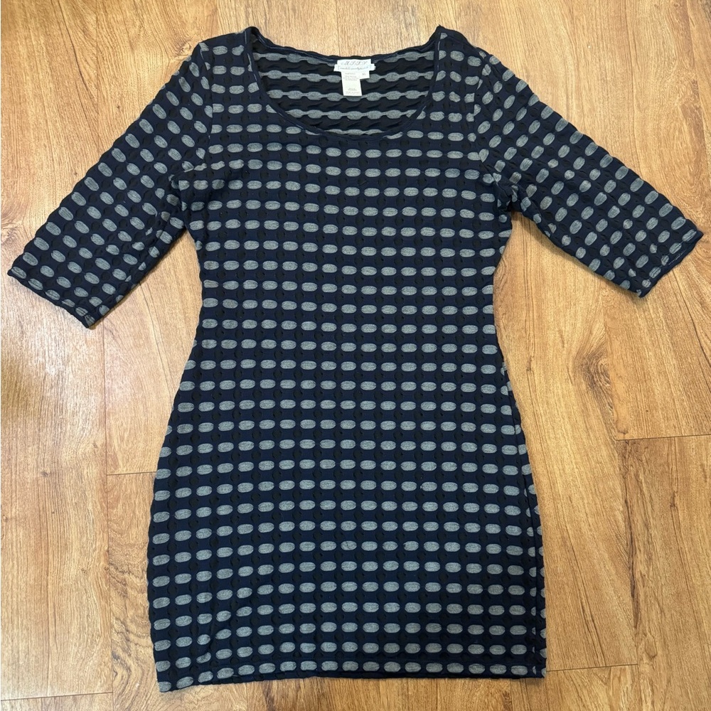 Max Studio Specialty Products Women’s Extra Large XL Dress Navy Blue Grey Ovals